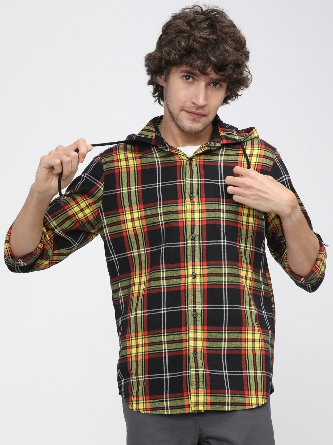 Buy Highlander Black Red Slim Fit Checked Casual Shirt For Men Online