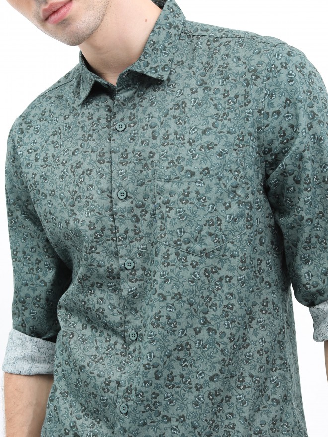 Buy Highlander Green Slim Fit Printed Casual Shirt For Men Online At Rs