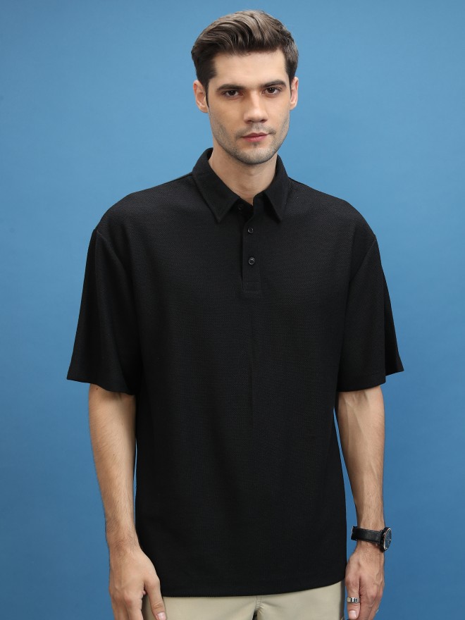 Buy Highlander Black Solid Polo Collar T Shirt For Men Online At Rs 429