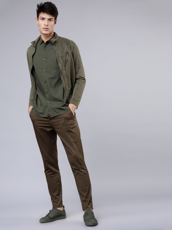 Buy Highlander Olive Slim Fit Solid Casual Shirt For Men Online At Rs