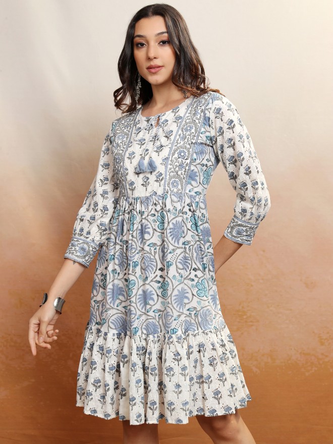 Buy Vishudh Blue Printed Maxi Dress For Women Online At Rs 1249 Ketch