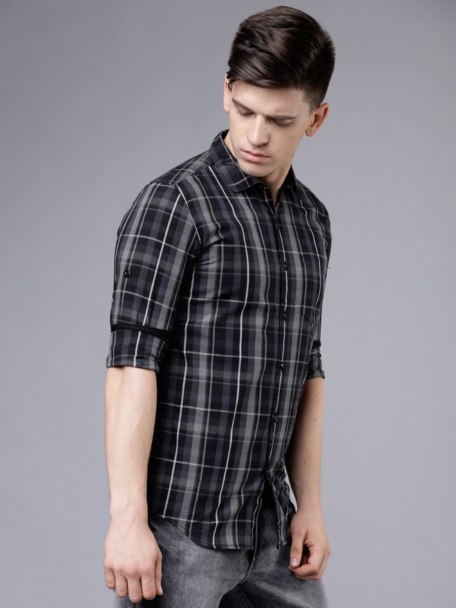 Buy Highlander Blackgrey Slim Fit Checked Casual Shirt For Men Online At Rs479 Ketch