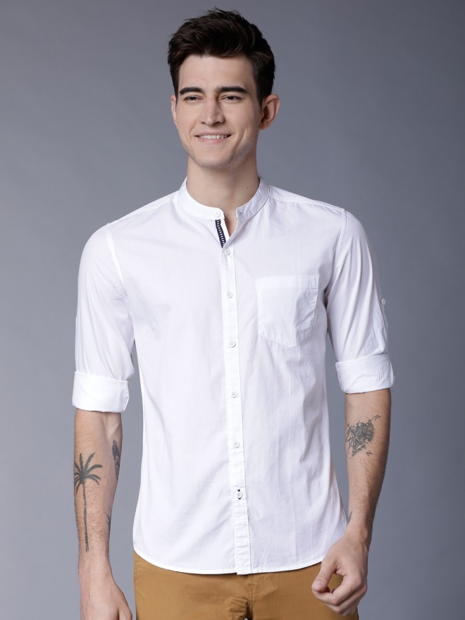 Buy Highlander White Slim Fit Solid Long Sleeves Shirt for Men Online ...