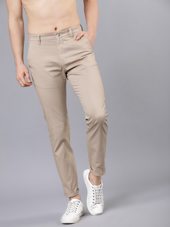 Buy Highlander Beige Solid Casual Trousers for Men Online at Rs.719 - Ketch