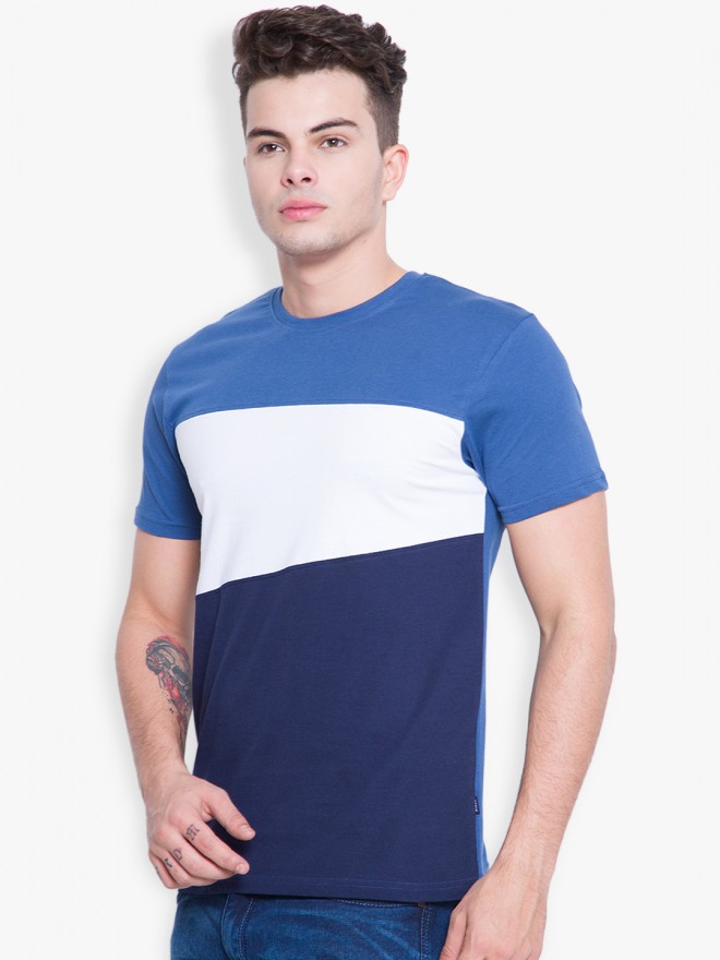 Buy Highlander Bluenavy Blue Colourblocked Round Neck Cotton T Shirt For Men Online At Rs304 7641