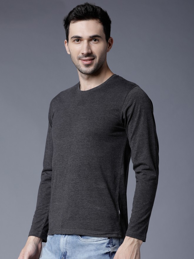 Highlander Men Black Solid Round Neck T-Shirts 