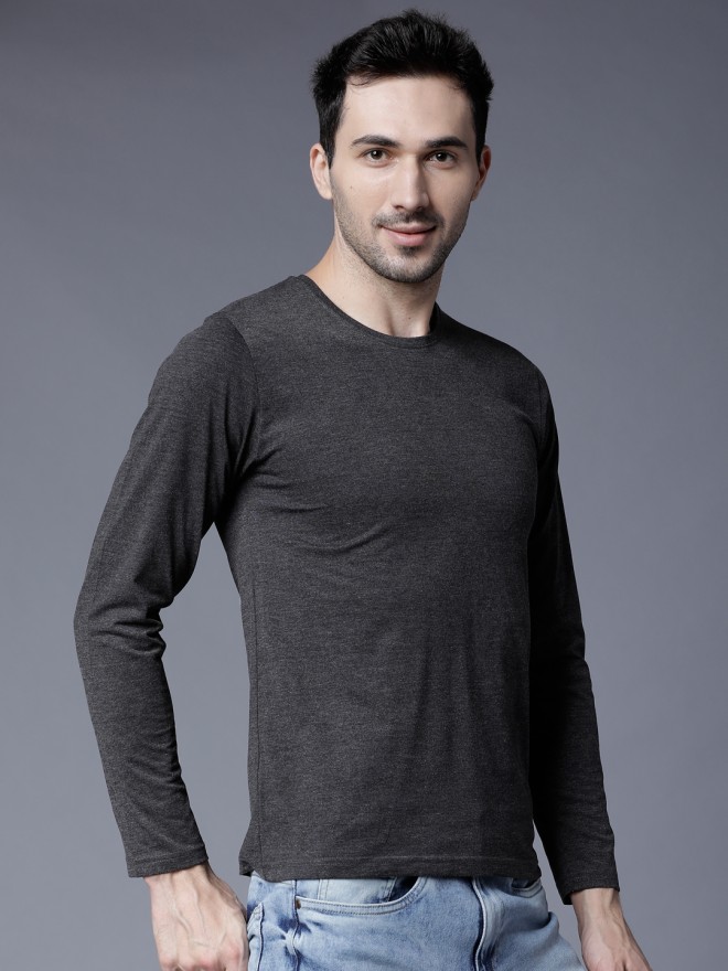 Highlander Men Black Solid Round Neck T-Shirts 