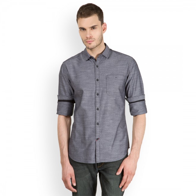 Buy Locomotive Grey Regular Fit Printed Casual Shirt for Men Online at ...