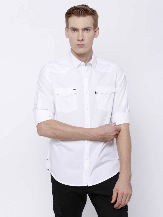 Buy Locomotive White Slim Fit Solid Casual Shirt For Men Online At Rs 676 Ketch