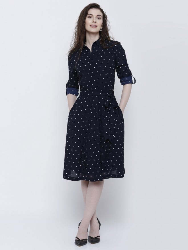 Tokyo talkies navy outlet blue printed dress