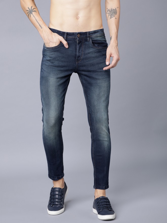 Buy Locomotive Navy Blue Tapered Fit Stretchable Jeans for Men Online ...