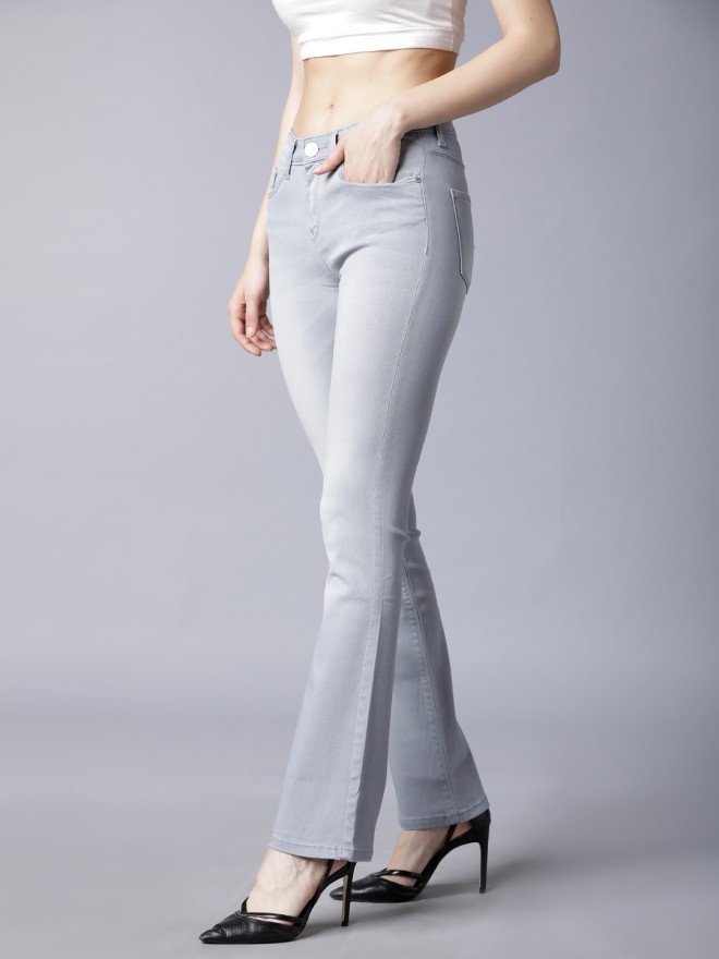 Buy Tokyo Talkies Grey Bootcut Stretchable Jeans for Women Online