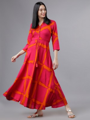 Checked Maxi Ethnic Dresses 