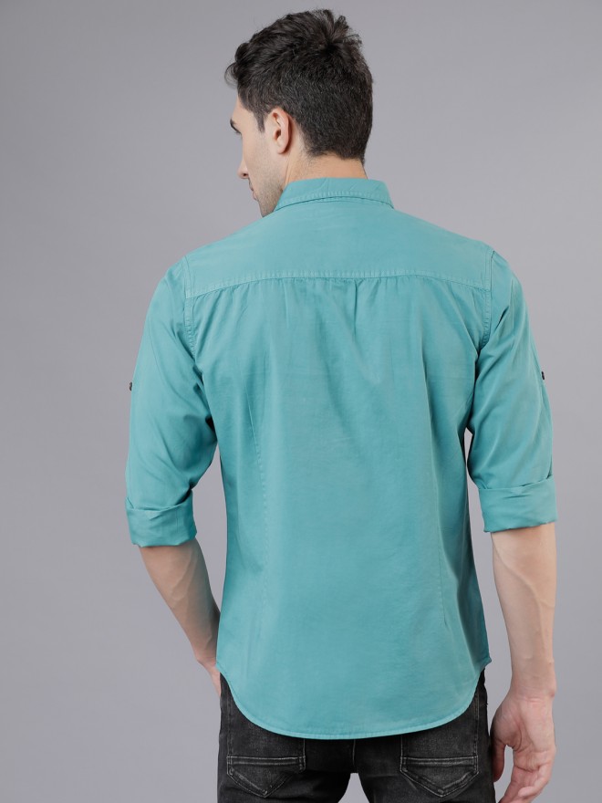 Buy Locomotive Dusty Teal Slim Fit Solid Casual Shirt for Men Online at  Rs.629 - Ketch