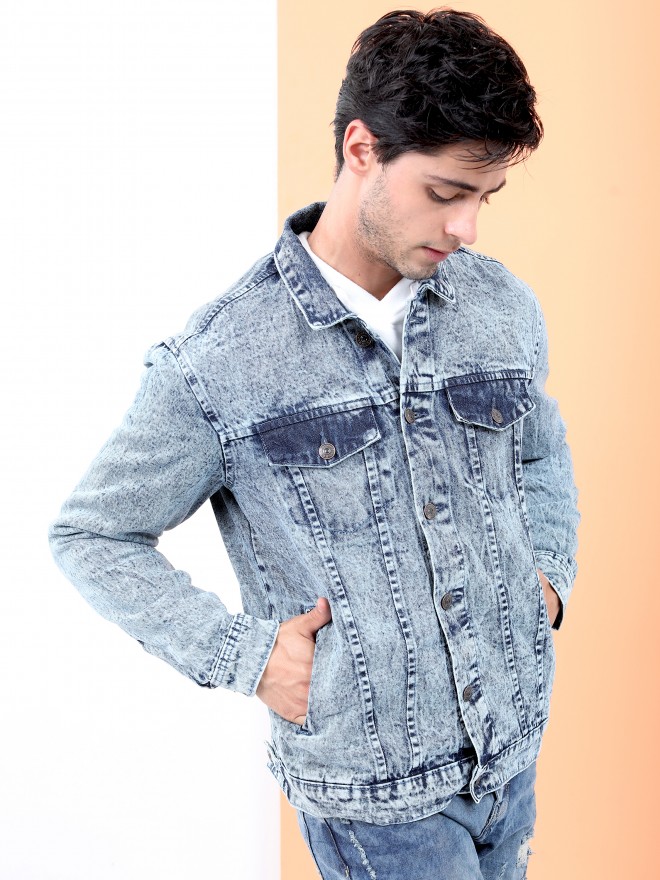 Koton Washed Denim Jacket Oversize Flap Double Pocket Buttoned - Trendyol