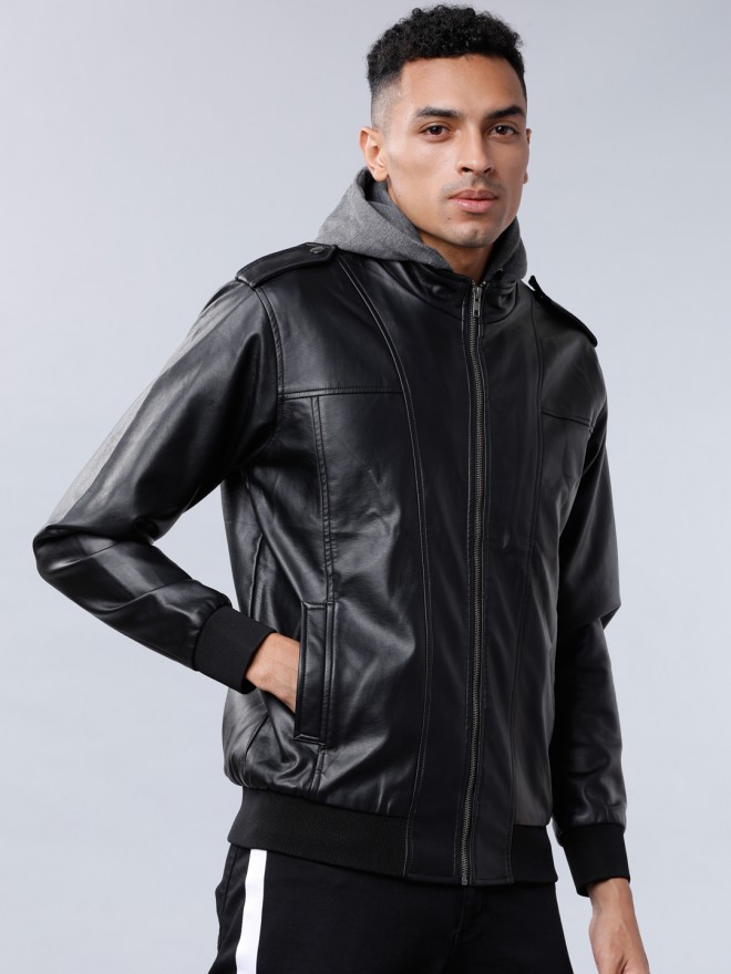 Buy HIGHLANDER Men Black Solid Leather Jacket - Jackets for Men