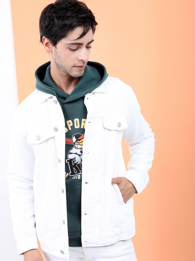 Buy online White Denim Jacket from Jackets for Men by Cinocci for ₹1409 at  53% off | 2024 Limeroad.com