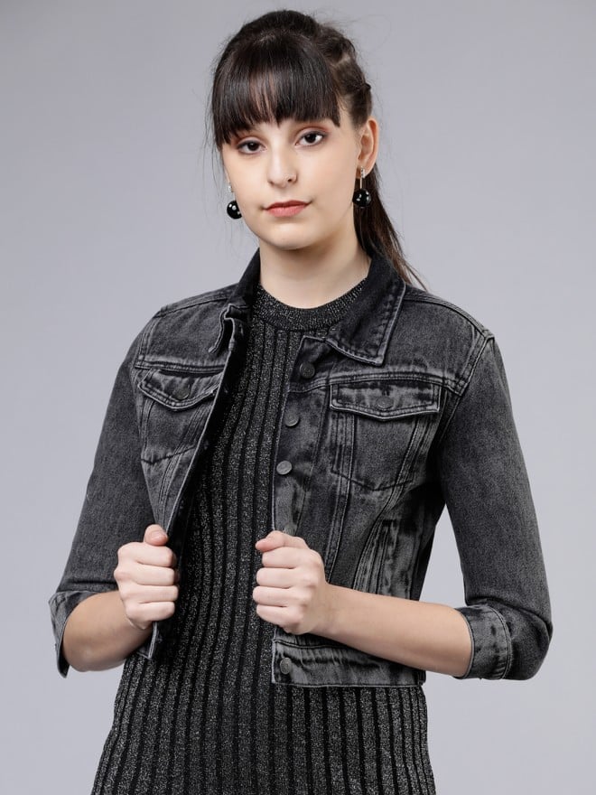 dark grey denim jacket womens