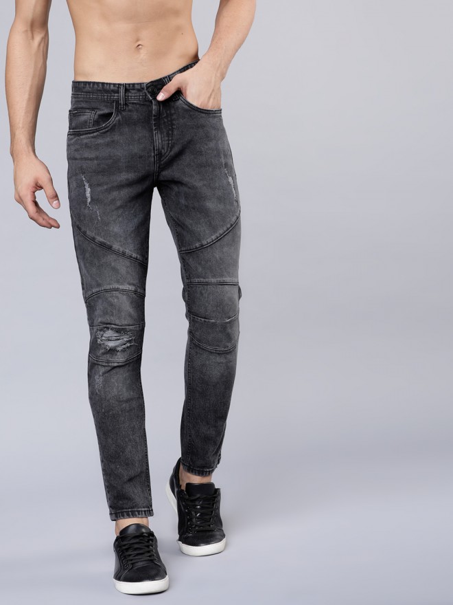 black tapered fit jeans