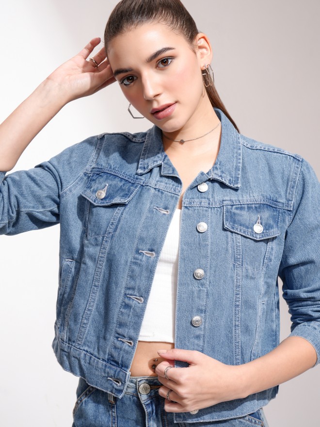 Tokyo Talkies Women Blue Denim  Jackets 