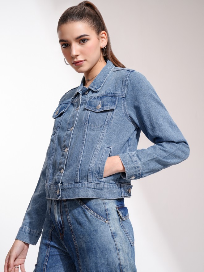 Tokyo Talkies Women Blue Denim  Jackets 