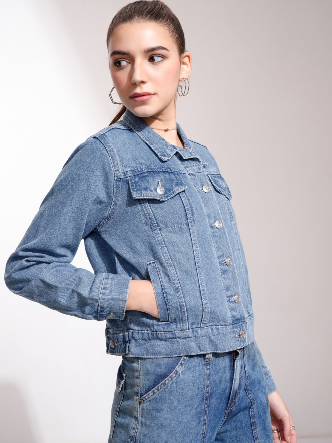 Tokyo Talkies Women Blue Denim  Jackets 