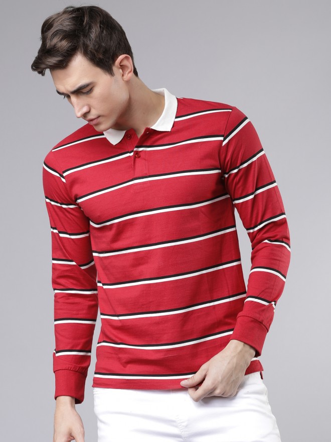 red and white striped polo t shirt