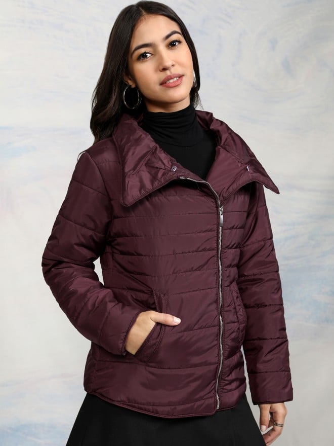 Tokyo Talkies Women Burgundy  Jackets 