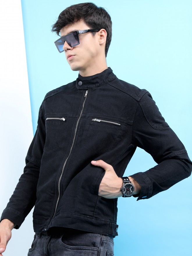 Mens Casual Denim Jean Jacket Solid Premium Cotton Button Up Slim Fit Coat  Top | eBay
