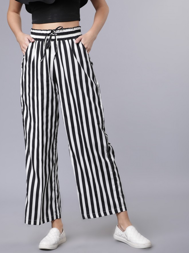 Buy Tokyo Talkies Black & White Striped Lounge Pant for Women