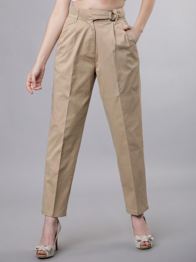 mid rise solid peg trousers trouser