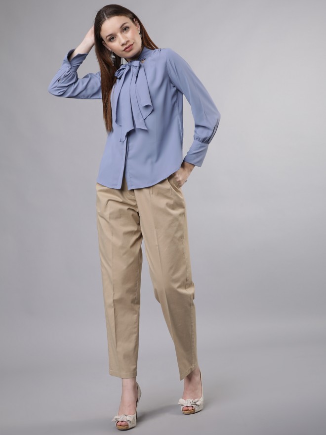 mid rise solid peg trousers trouser