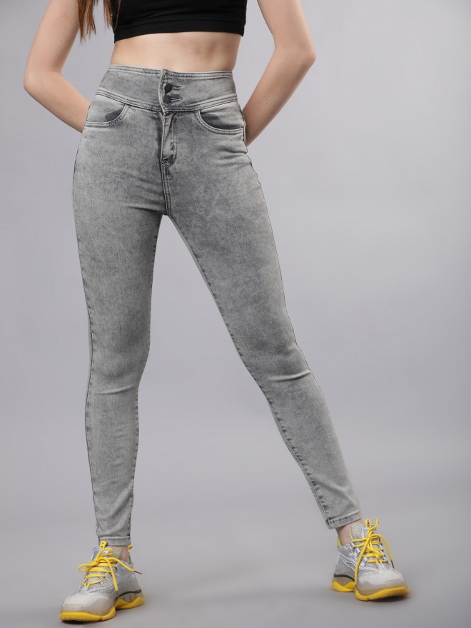Buy Tokyo Talkies Grey Slim Fit Stretchable Jeans for Women Online at ...