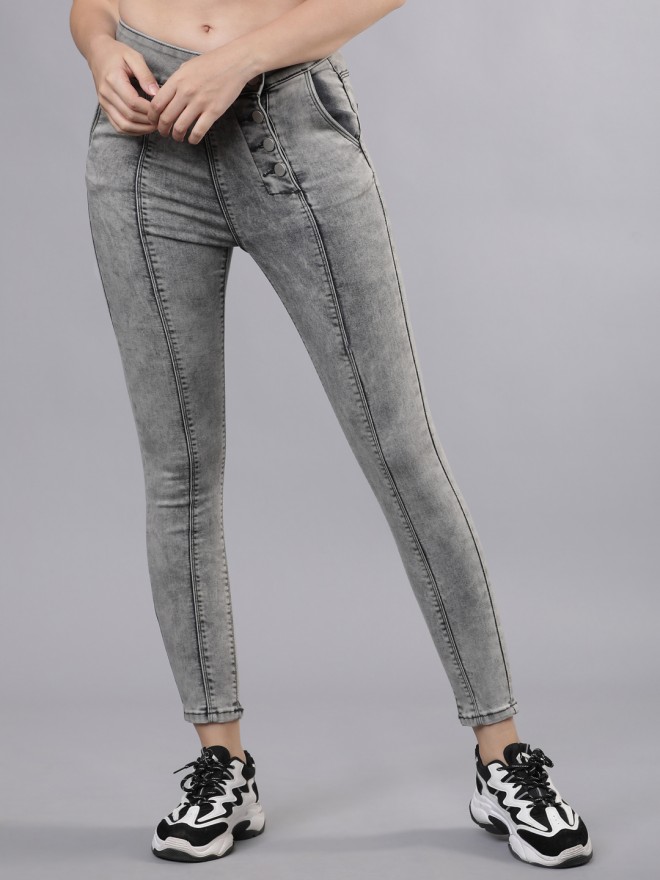 Buy Tokyo Talkies Grey Skinny Fit Stretchable Jeans for Women Online at ...