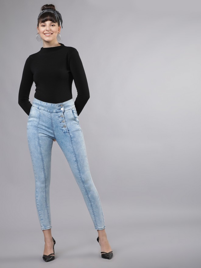 Buy Tokyo Talkies Blue Skinny Fit Stretchable Jeans For Women Online At Rs Ketch