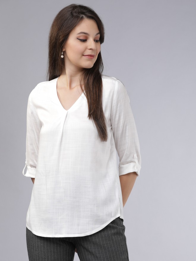 Buy Tokyo Talkies Off-White Solid Top for Women Online at Rs.327 - Ketch