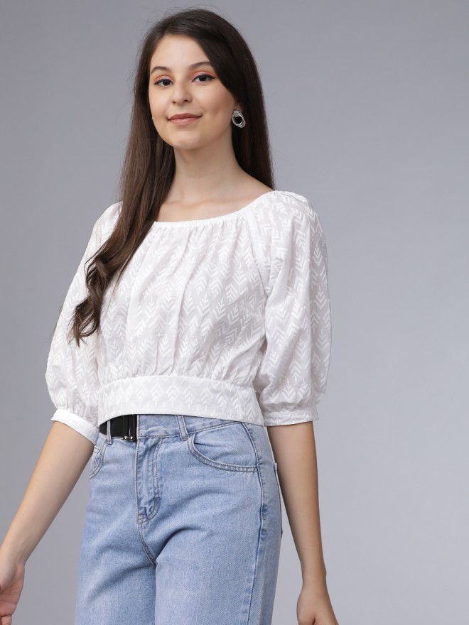 Buy Tokyo Talkies White Embroidered Crop Top for Women Online at Rs.419 ...