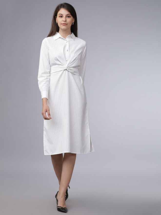 Buy Tokyo Talkies Off White Striped Straight Shirt Dress For Women Online At Rs 799 Ketch