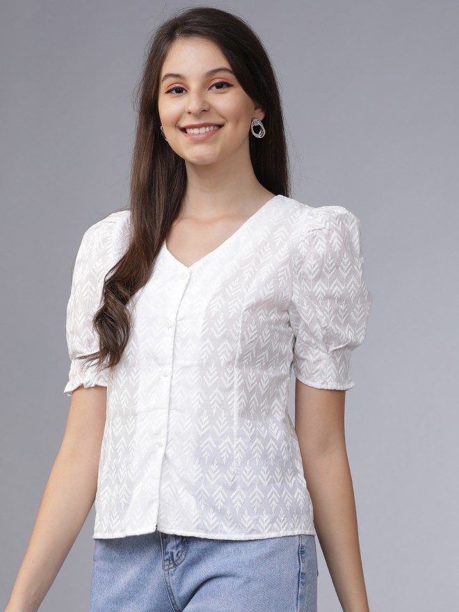 Buy Tokyo Talkies Off-White Embroidered ...