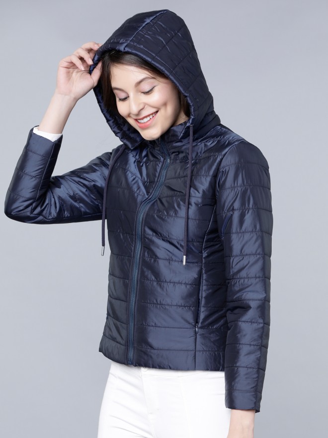 Tokyo Talkies Women Blue Puffer  Jackets 