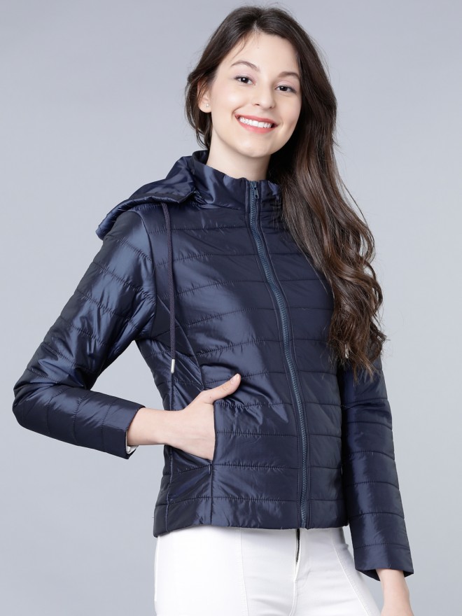 Tokyo Talkies Women Blue Puffer  Jackets 