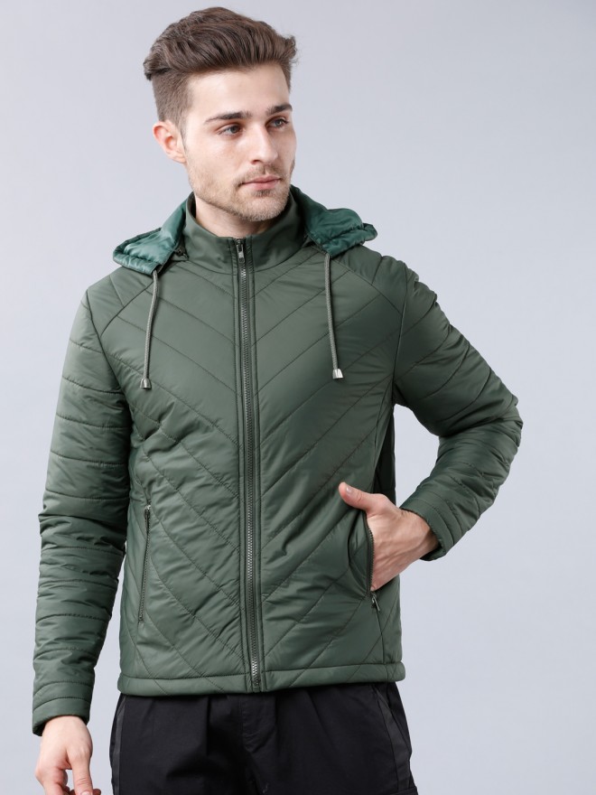 Buy Locomotive Bottle Green Regular Fit Puffer Jacket for Men Online at ...
