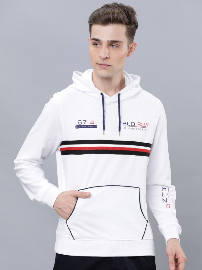 Relaxed Fit Sports Hoodie - White - Men