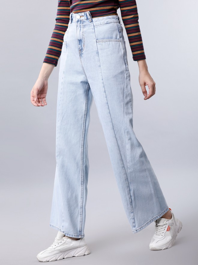 Buy Tokyo Talkies Light Blue Flared Jeans for Women Online at Best ...