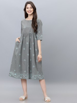 Checked A-Line Ethnic Dresses 