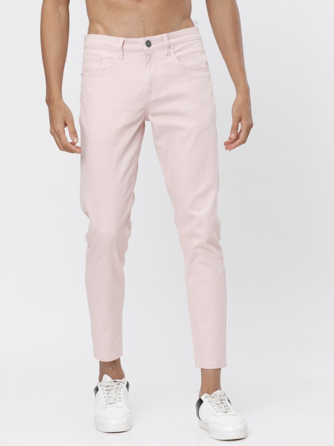 Buy Basics Pink Tapered Fit Trousers for Men Online  Tata CLiQ