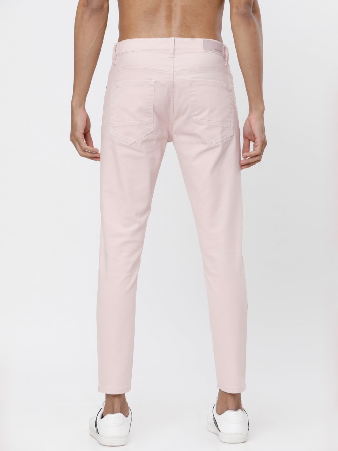 Highlander Men Pink Tapered Fit Solid Casual Trousers Chinos 