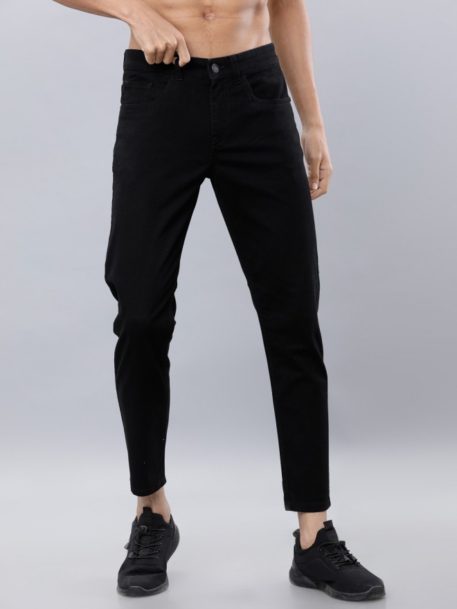 Highlander Men Black Tapered Fit Solid Casual Trousers Chinos 