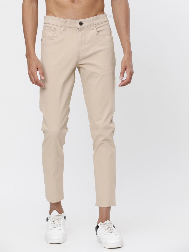 Buy Highlander Beige Casual Solid Tapered Fit Trousers for Men Online at  Rs.630 - Ketch