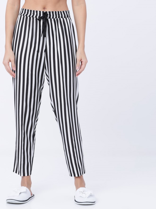 Buy Tokyo Talkies Black & White Striped Lounge Pant for Women Online at  Rs.320 - Ketch